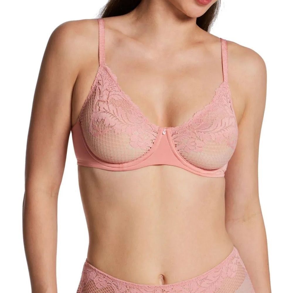 Le Mystere NWT Lace Allure Unlined Underwire Demi Bra Rosebud 36D